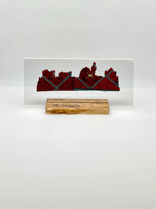 Jerusalem Old City on Acrylic with olive wood stand