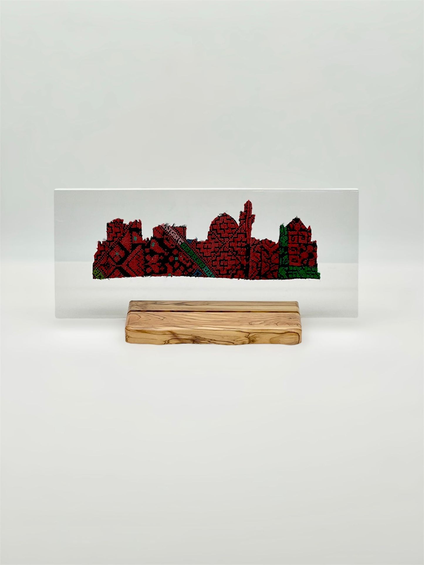 Jerusalem Old City on Acrylic with olive wood stand