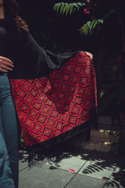 Hand-Embroidered Rectangular Shawl