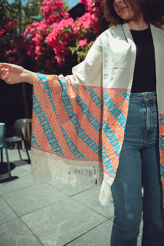 Hand-Embroidered Rectangular Shawl