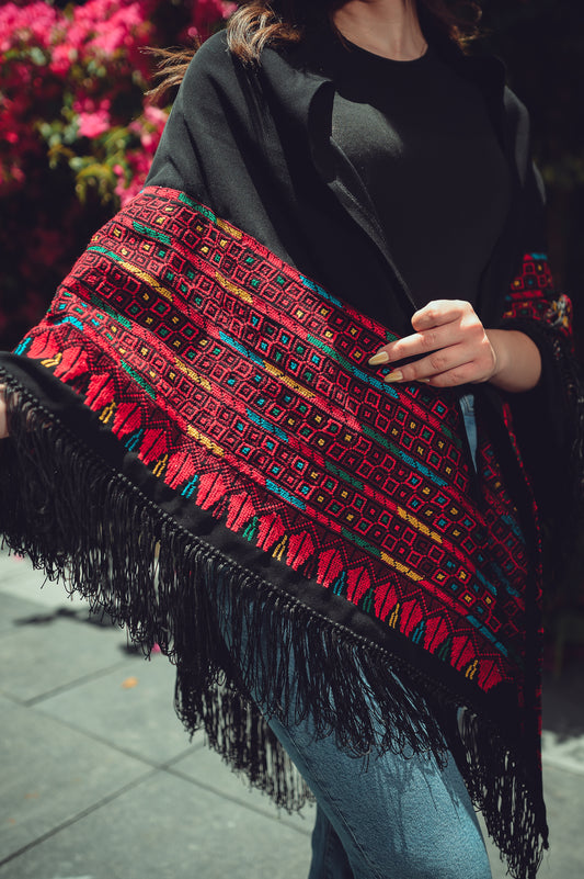 Hand-Embroidered Triangular Shawl