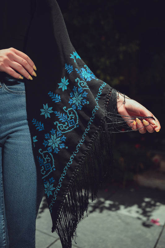 Hand-Embroidered Triangular Shawl