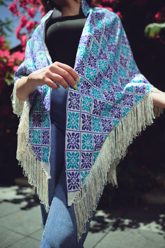 Hand-Embroidered Triangular Shawl