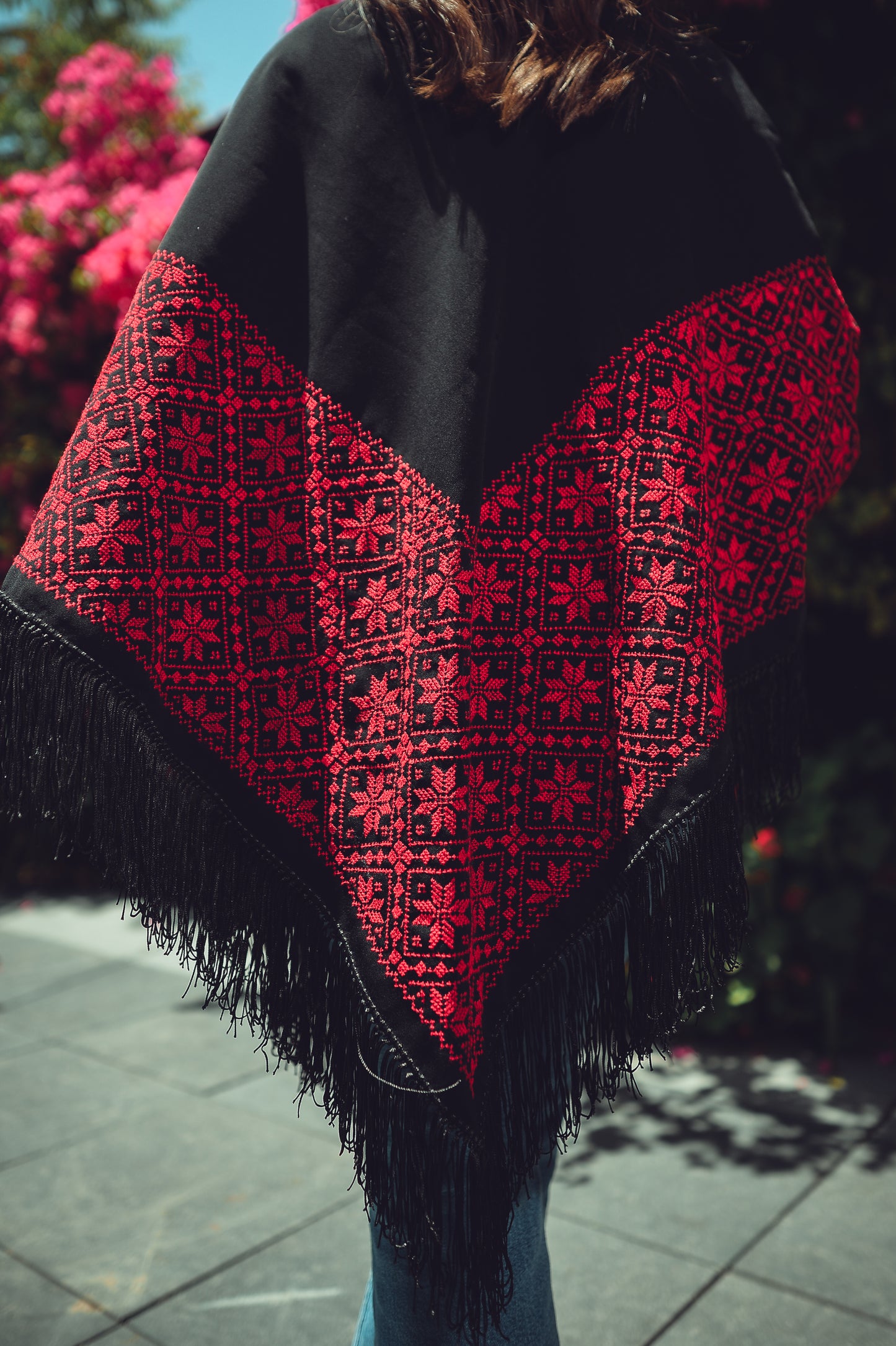 Hand-Embroidered Triangular Shawl