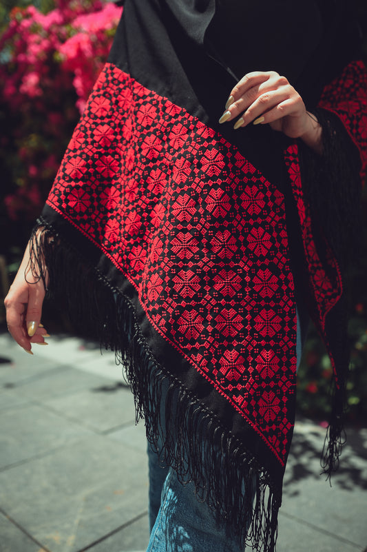 Hand-Embroidered Triangular Shawl