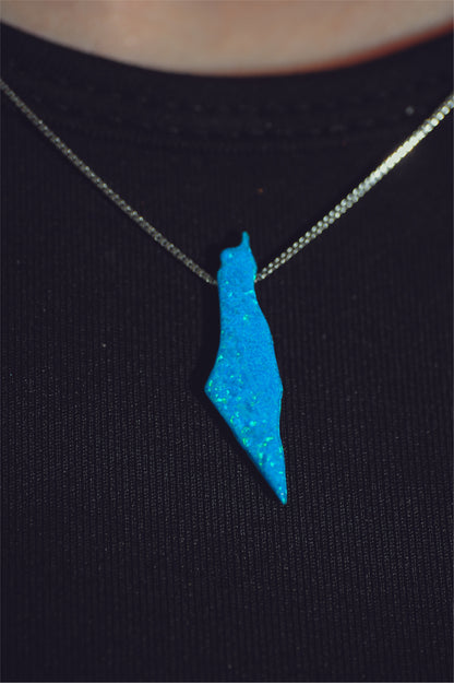 Opal Palestine Map Necklace
