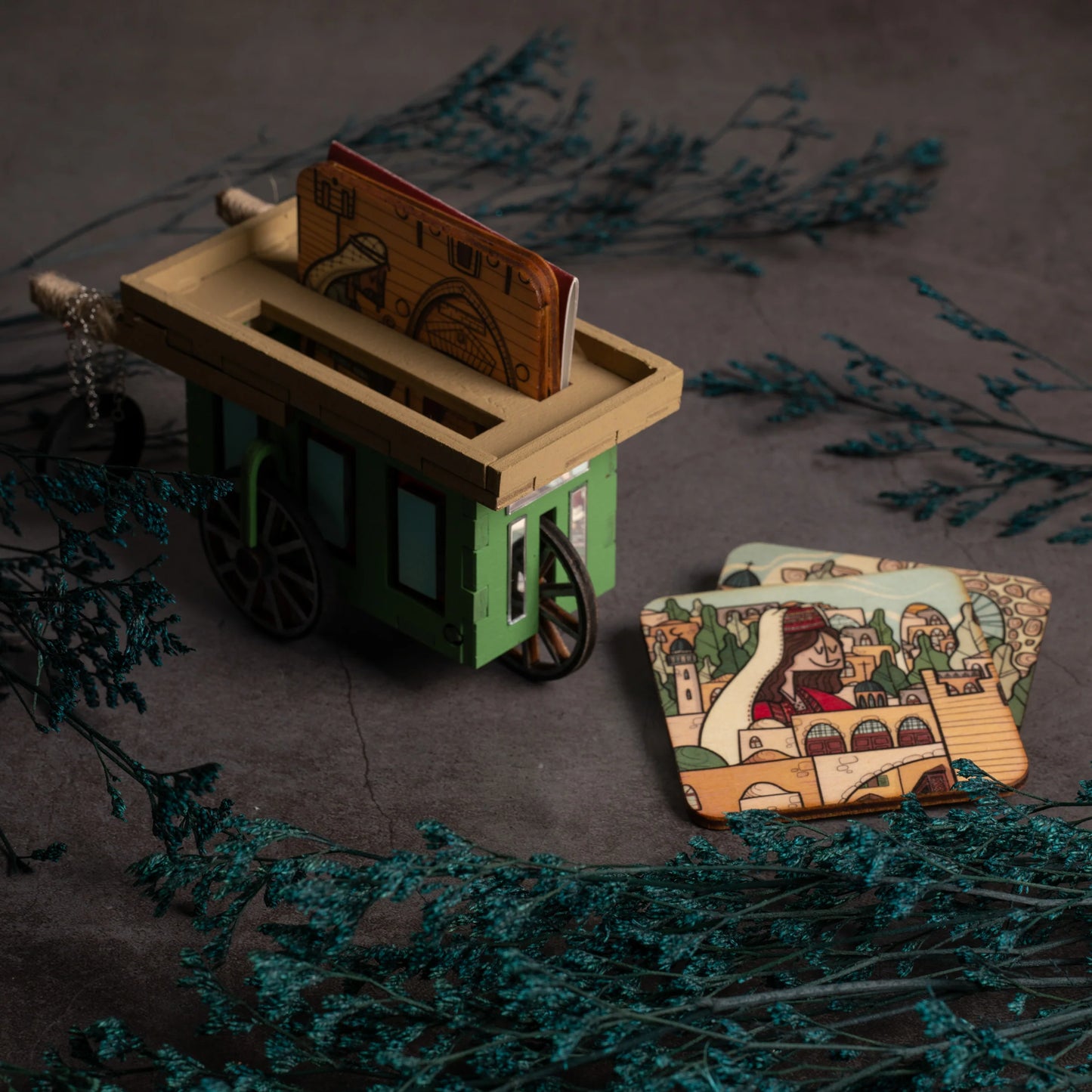 Basta Jerusalem Cart with wooden coasters