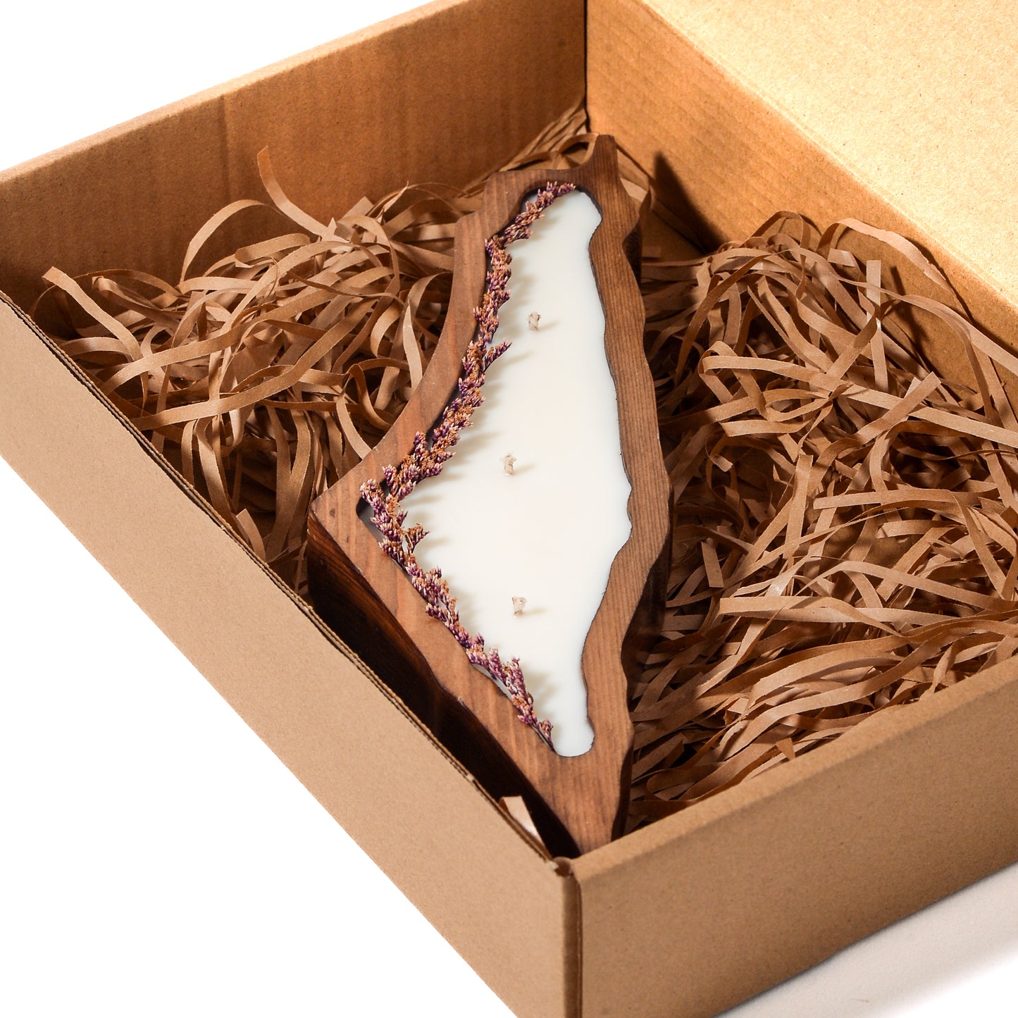 Wooden Palestine Map Candle