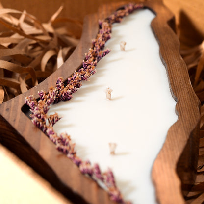 Wooden Palestine Map Candle