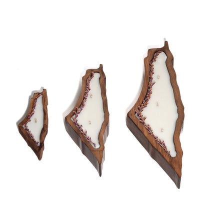 Wooden Palestine Map Candle
