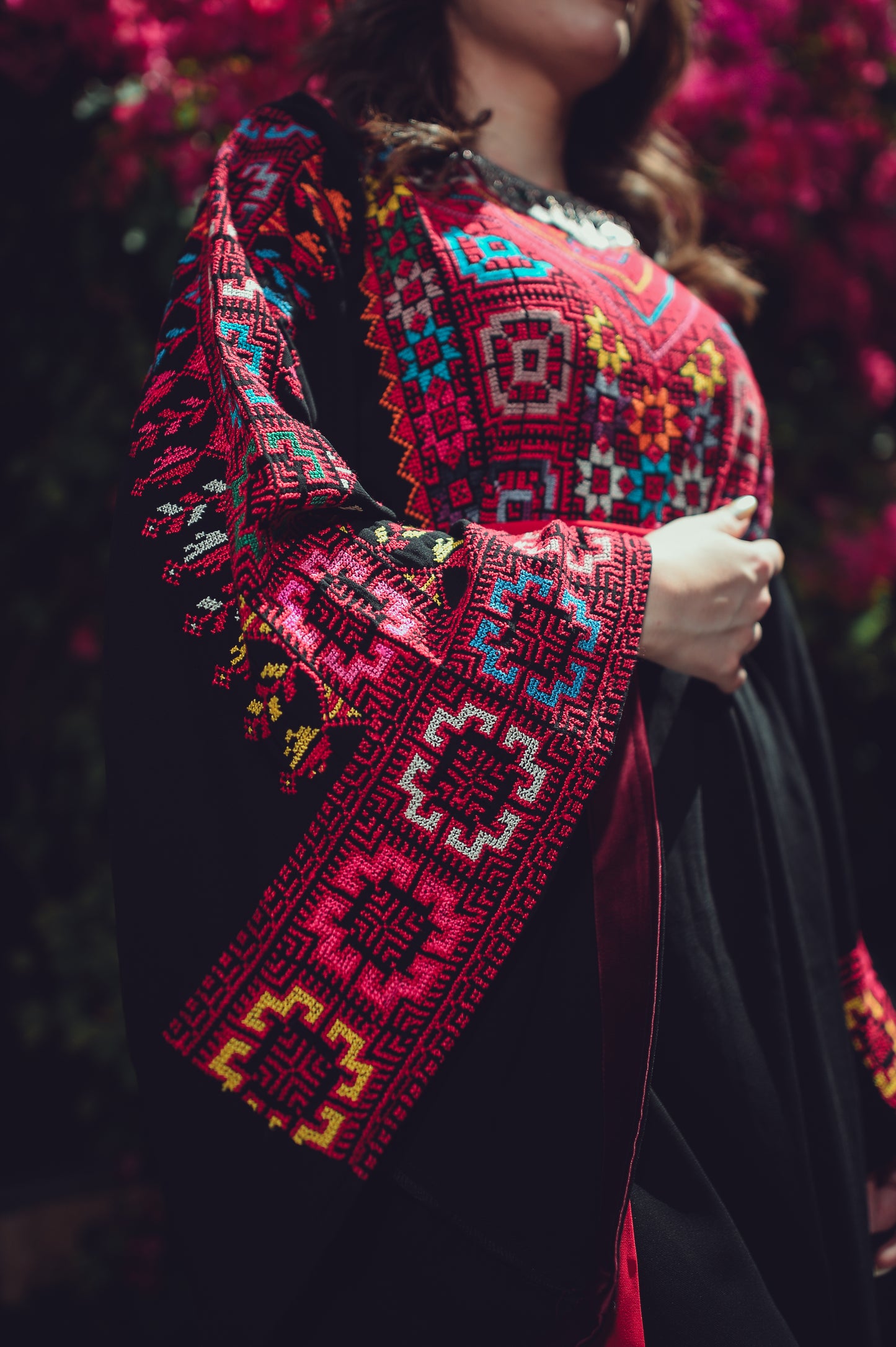 Traditional Thobe Inspired by “Qubbet Ramallah” Style with Fine Embroidery & Silk Belt