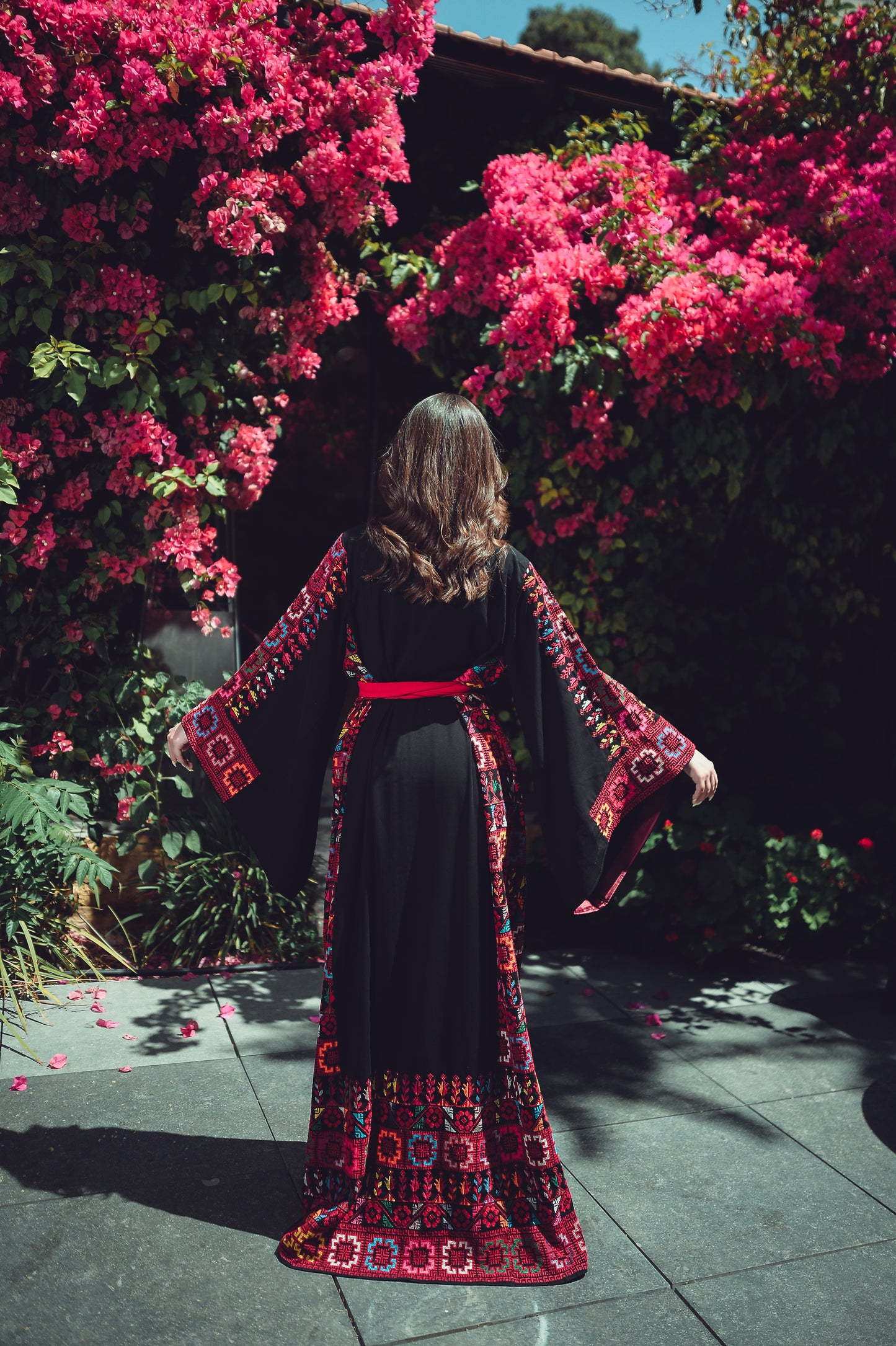 Traditional Thobe Inspired by “Qubbet Ramallah” Style with Fine Embroidery & Silk Belt