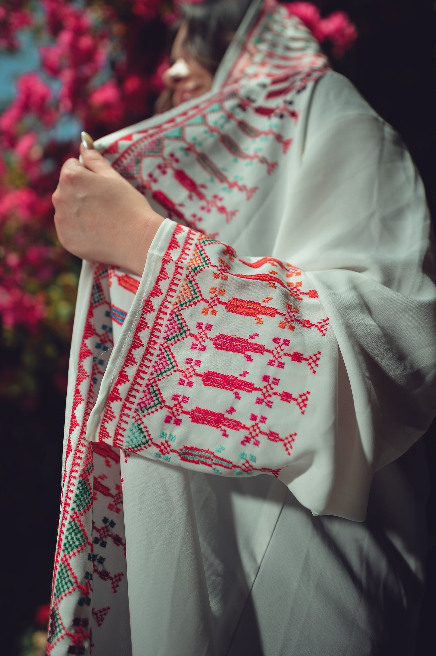 White Embroidered Abaya