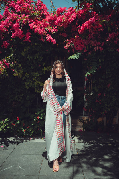 White Embroidered Abaya