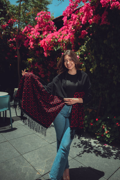 Hand-Embroidered Rectangular Shawl