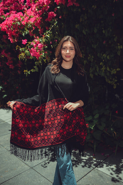 Hand-Embroidered Rectangular Shawl