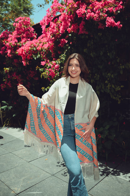 Hand-Embroidered Rectangular Shawl