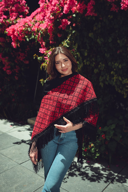 Hand-Embroidered Triangular Shawl