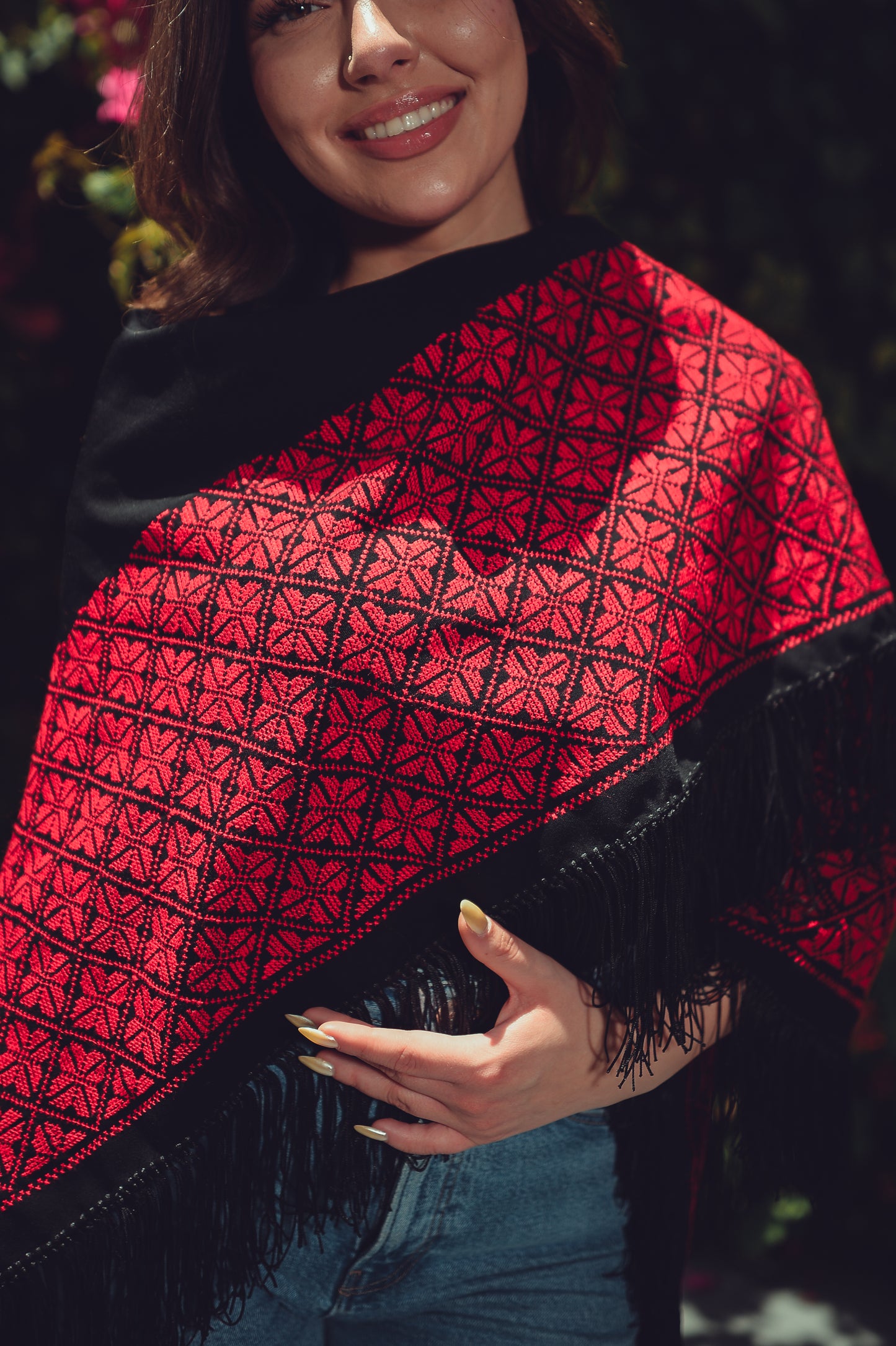 Hand-Embroidered Triangular Shawl