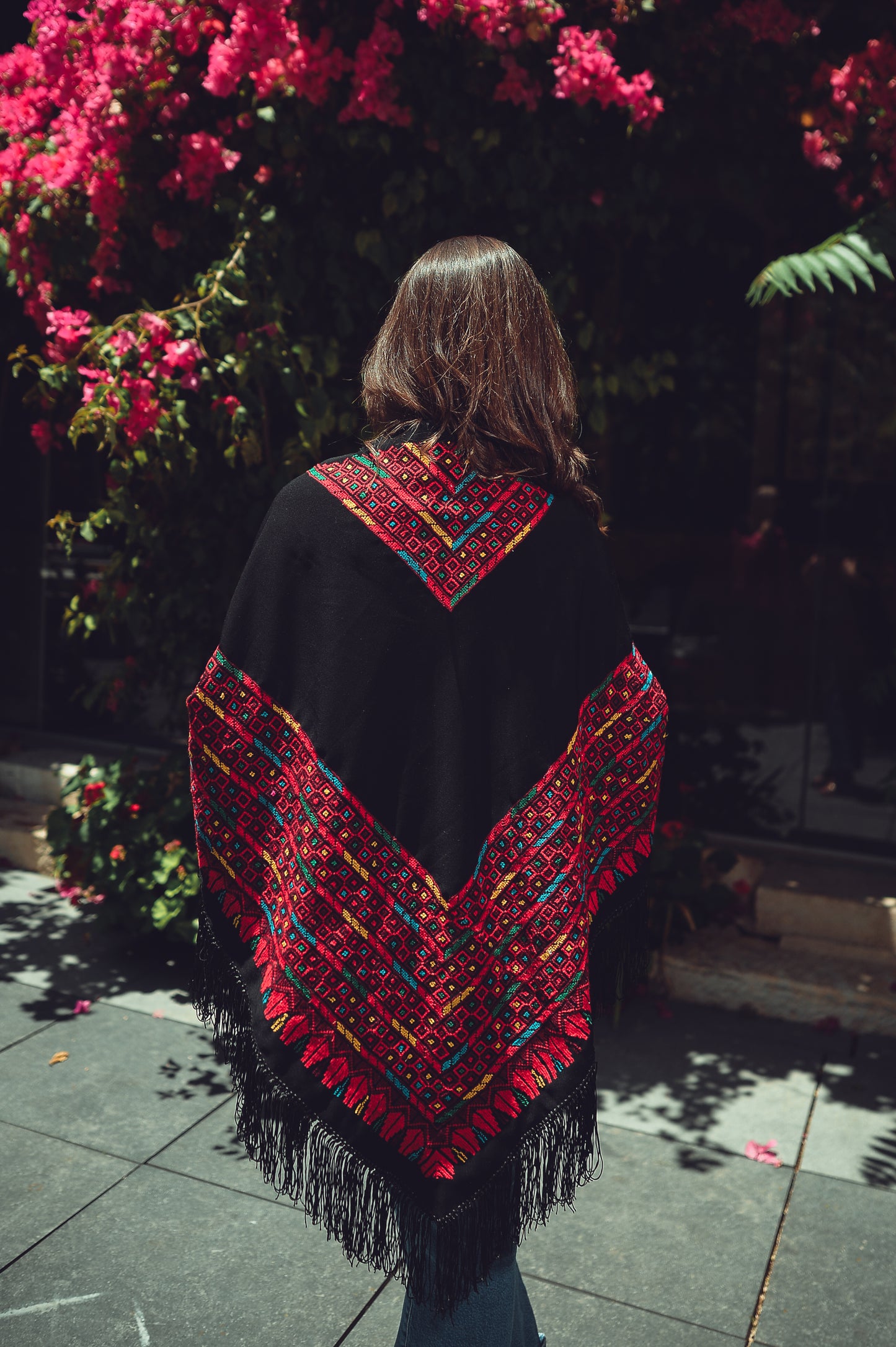 Hand-Embroidered Triangular Shawl