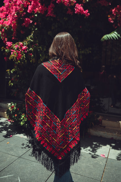 Hand-Embroidered Triangular Shawl