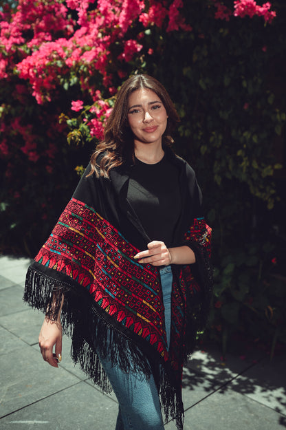 Hand-Embroidered Triangular Shawl