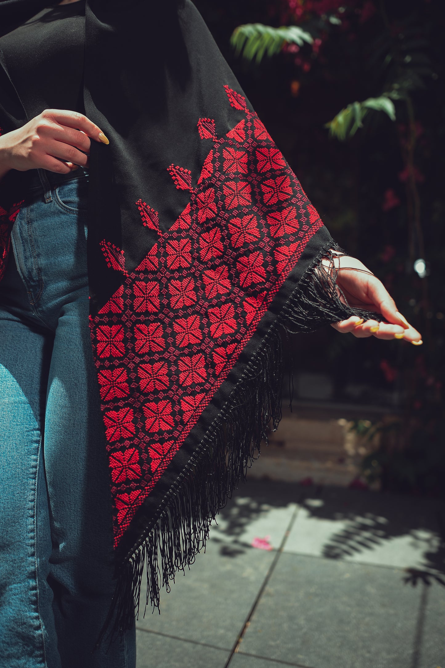 Hand-Embroidered Triangular Shawl