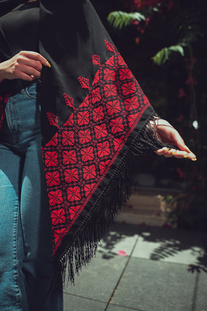 Hand-Embroidered Triangular Shawl