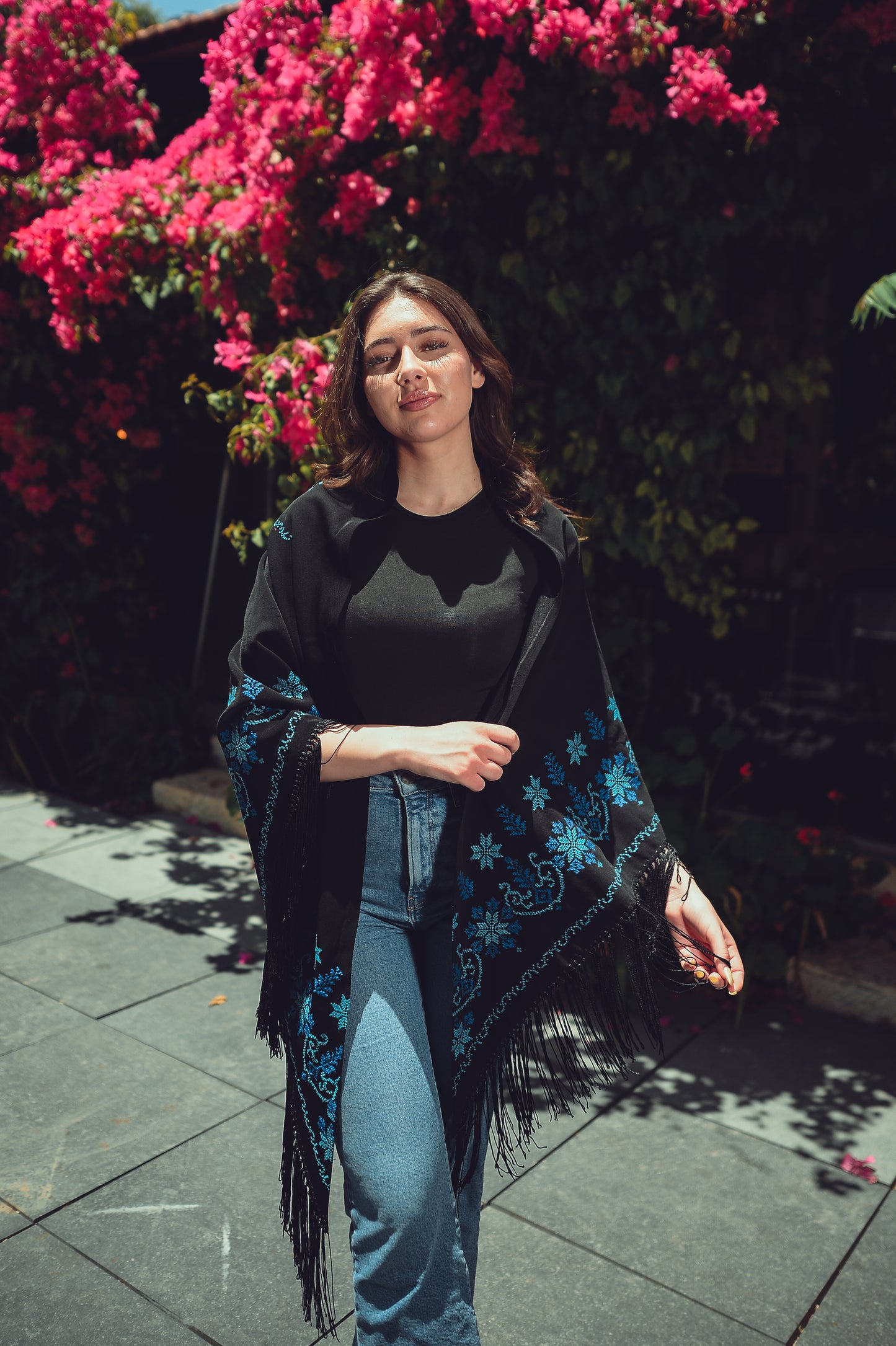 Hand-Embroidered Triangular Shawl