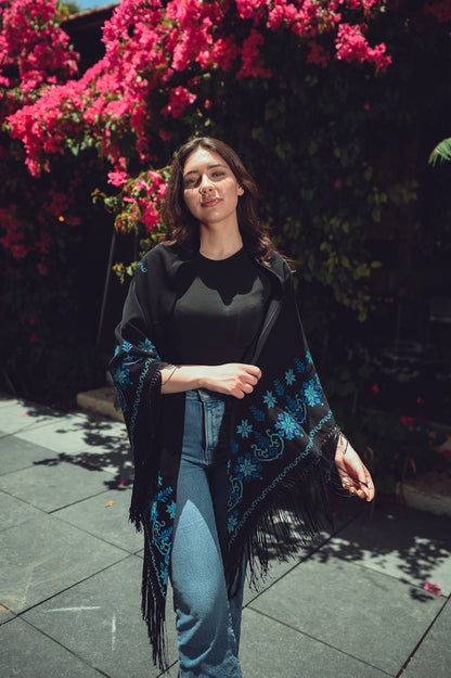 Hand-Embroidered Triangular Shawl