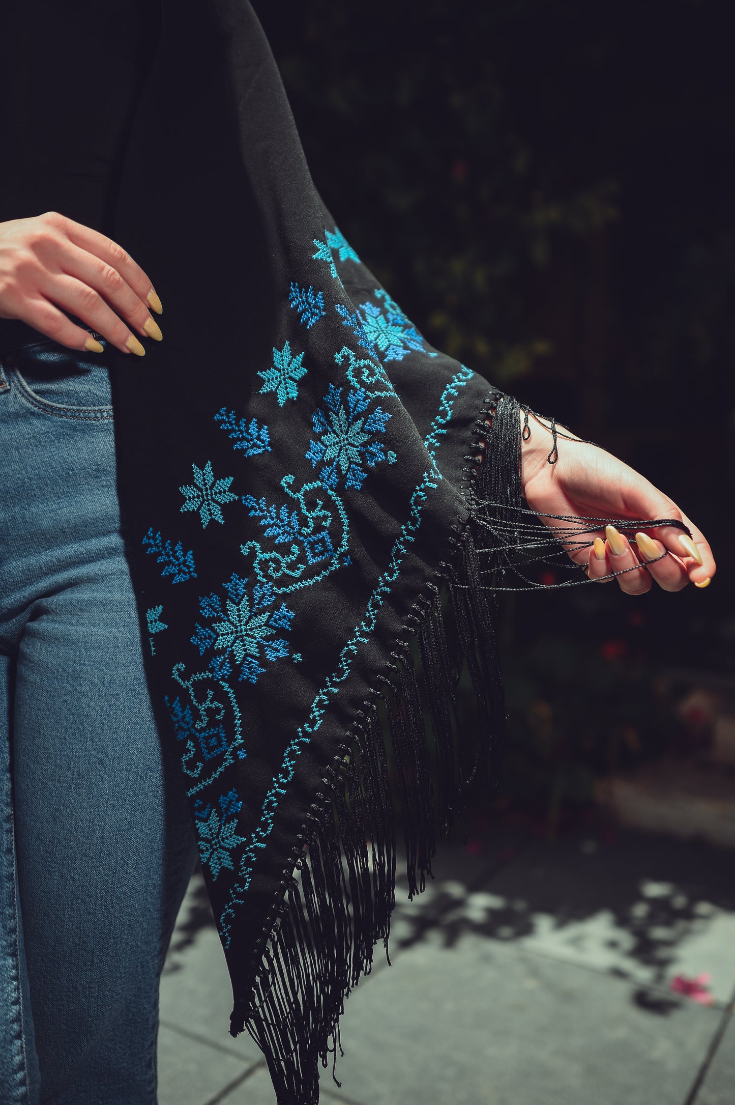 Hand-Embroidered Triangular Shawl