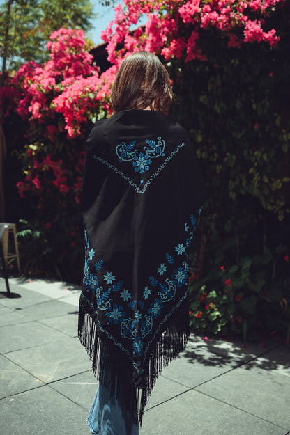 Hand-Embroidered Triangular Shawl