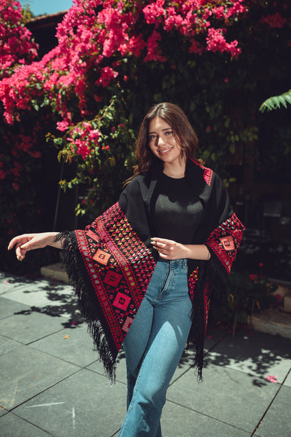 Hand-Embroidered Triangular Shawl