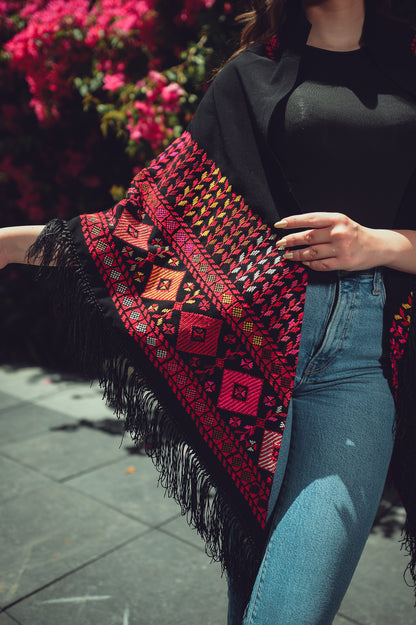 Hand-Embroidered Triangular Shawl