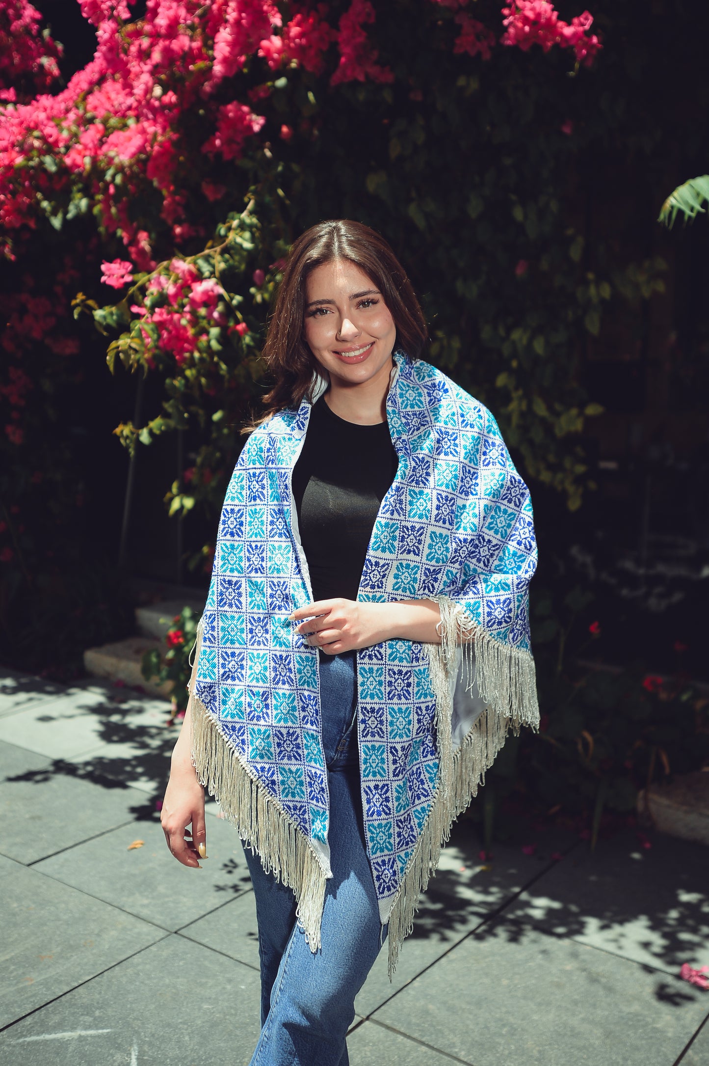 Hand-Embroidered Triangular Shawl