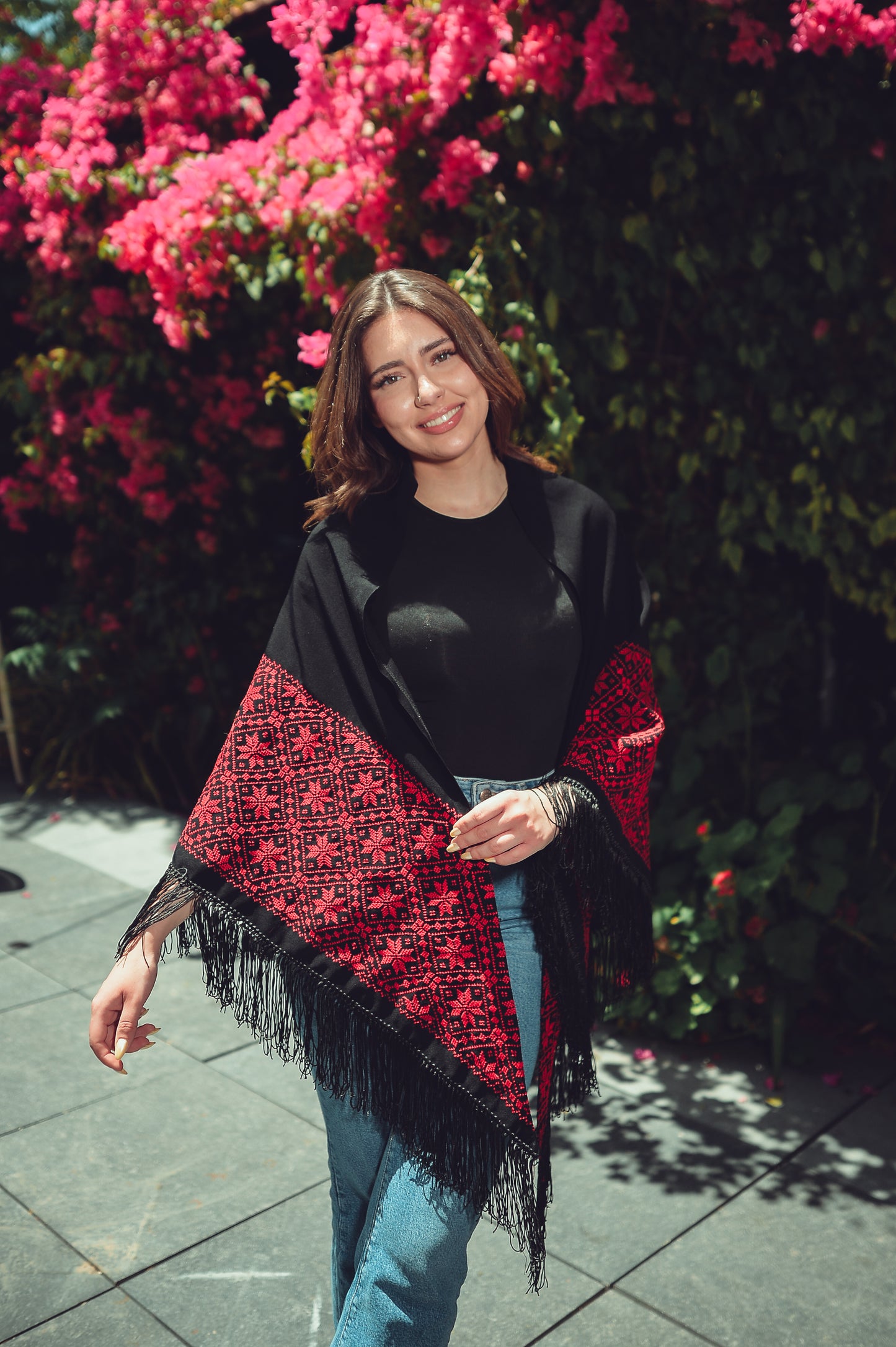 Hand-Embroidered Triangular Shawl