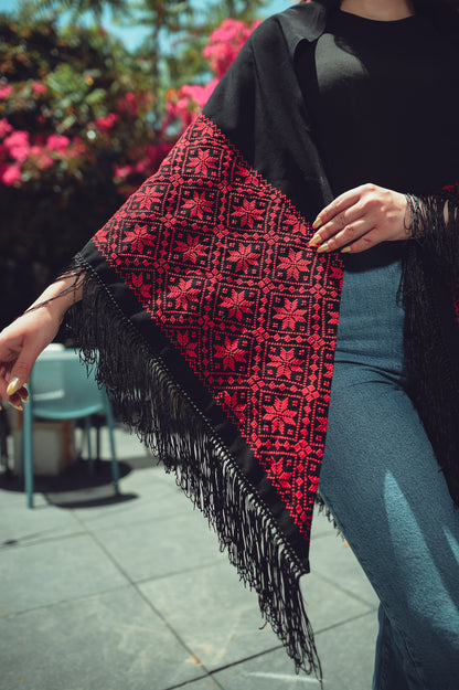 Hand-Embroidered Triangular Shawl