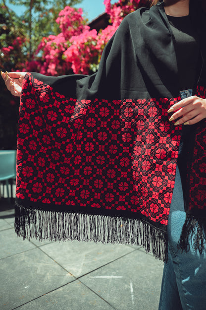 Hand-Embroidered Triangular Shawl