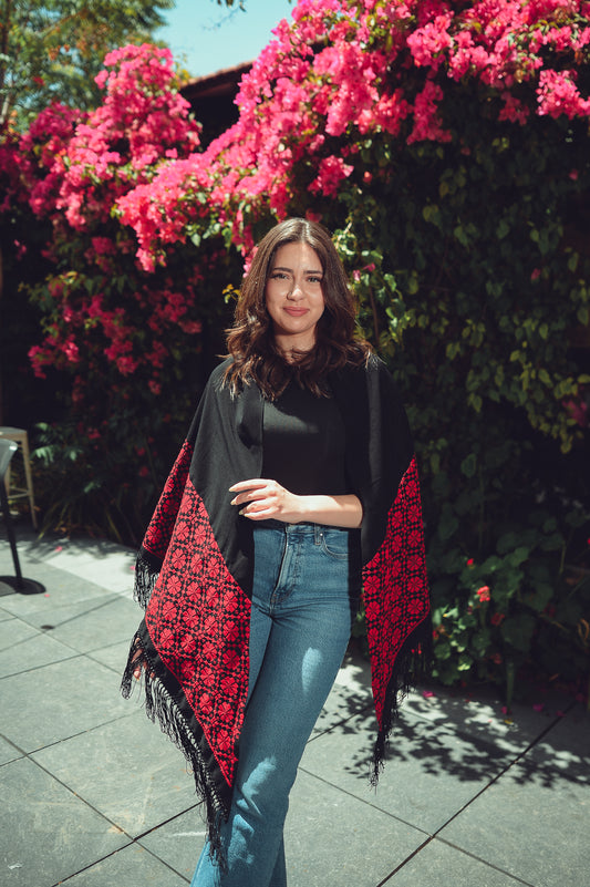 Hand-Embroidered Triangular Shawl