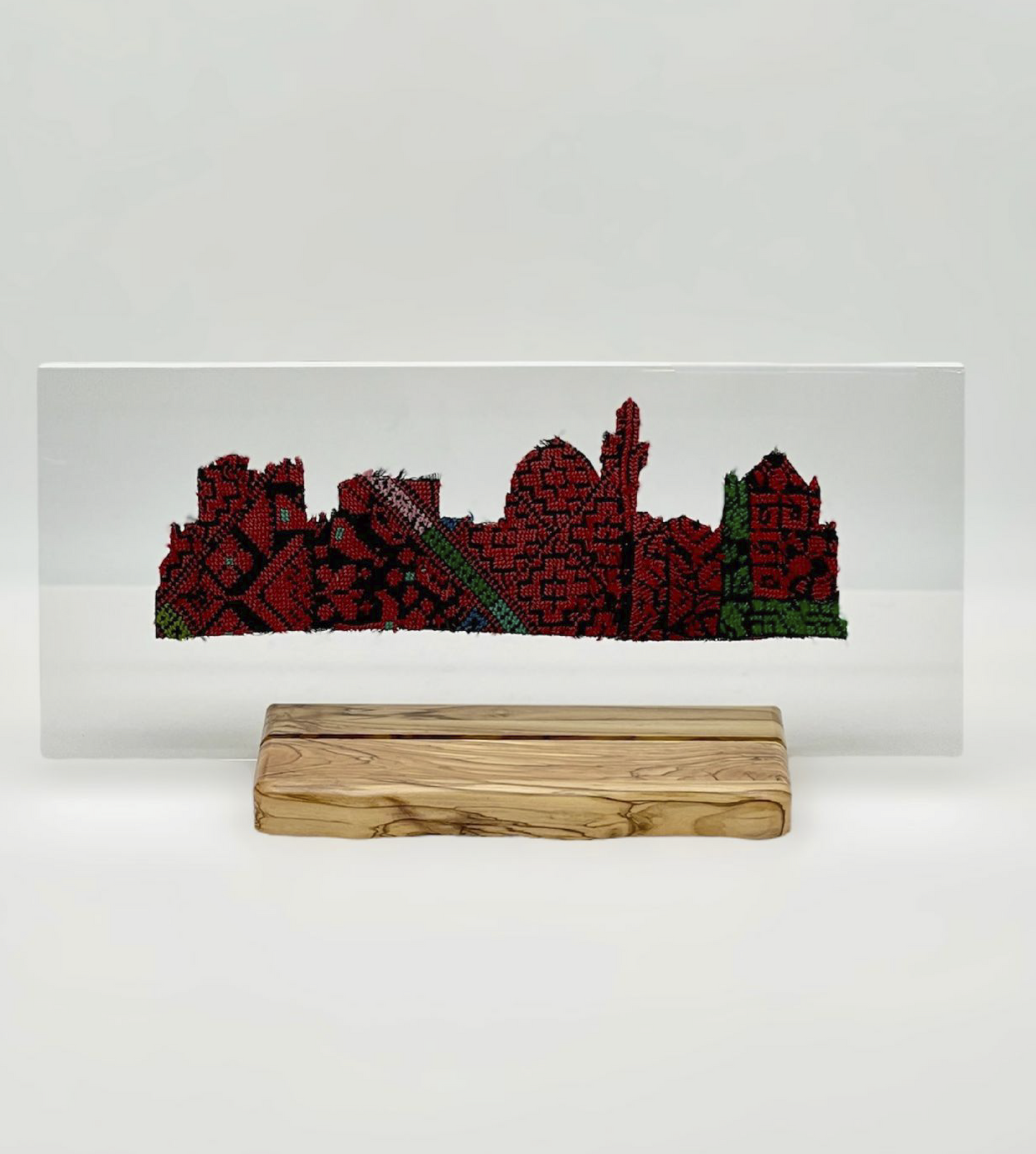 Jerusalem Old City on Acrylic with olive wood stand