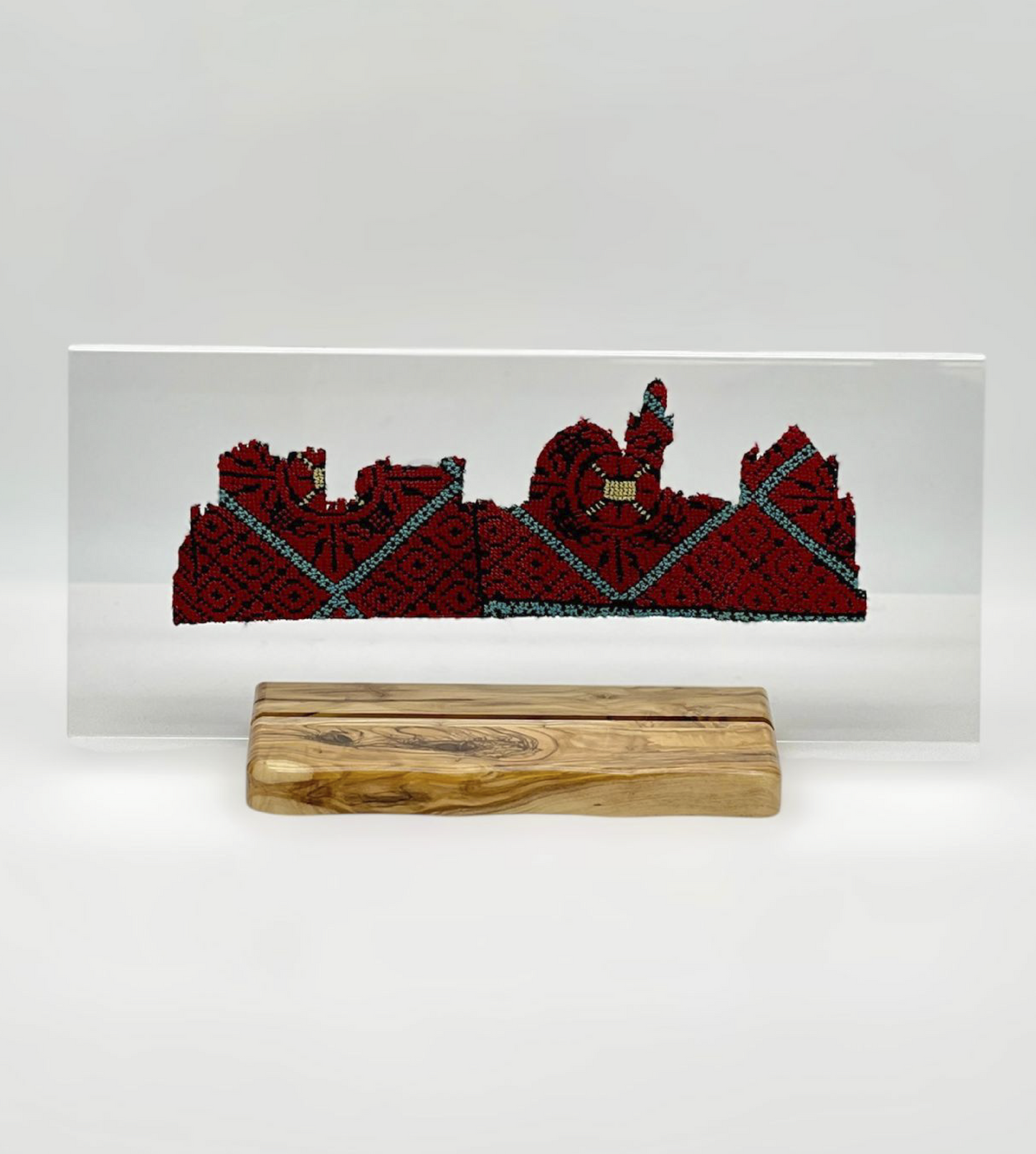 Jerusalem Old City on Acrylic with olive wood stand